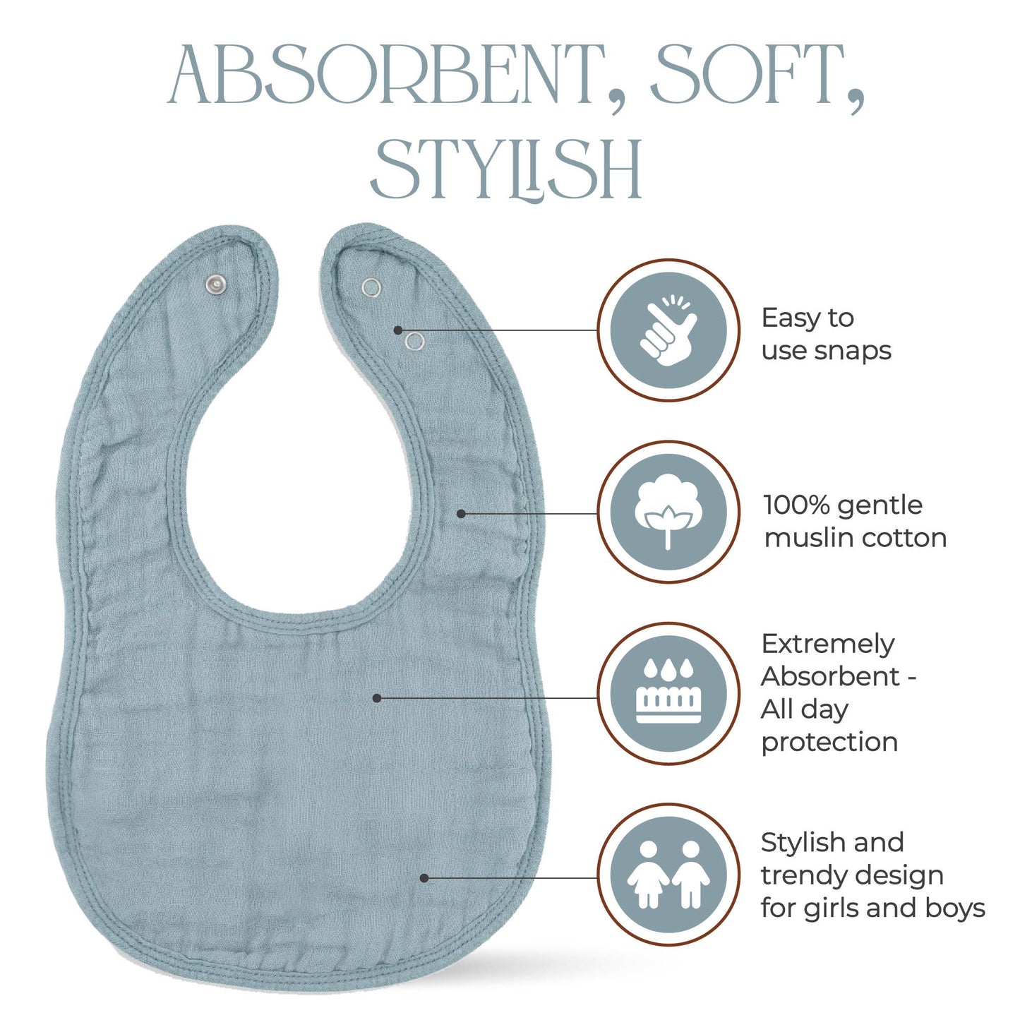 Muslin Cotton Baby Bibs Adjustable Size