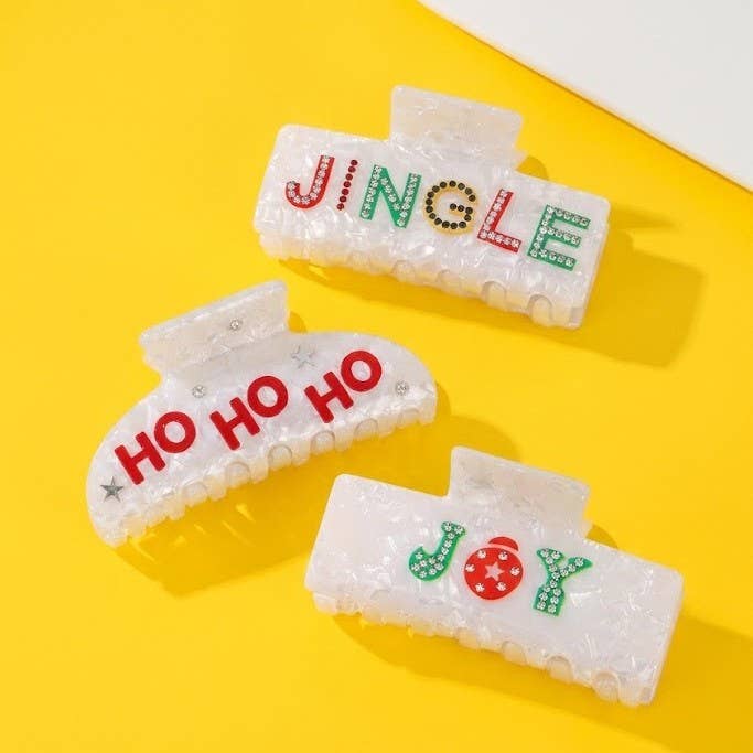 Christmas Hair Claw Clips - Jingle, Ho Ho Ho, Joy