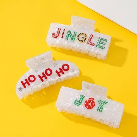 Christmas Hair Claw Clips - Jingle, Ho Ho Ho, Joy