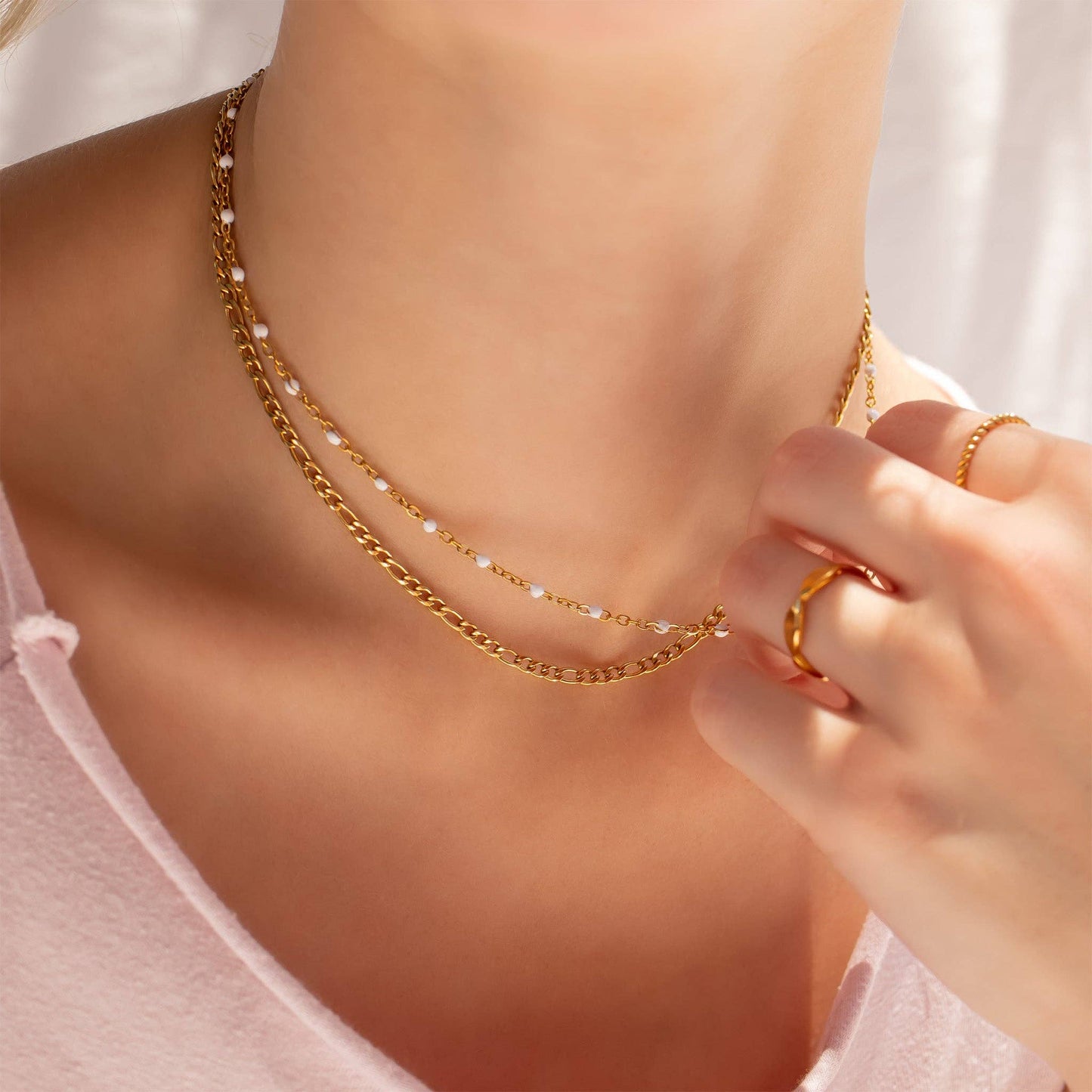 White Confetti Chain Necklace