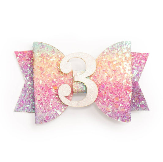 Sweet Wink - Pastel Rainbow Bow #3 Clip - Kids Birthday Hair Clip