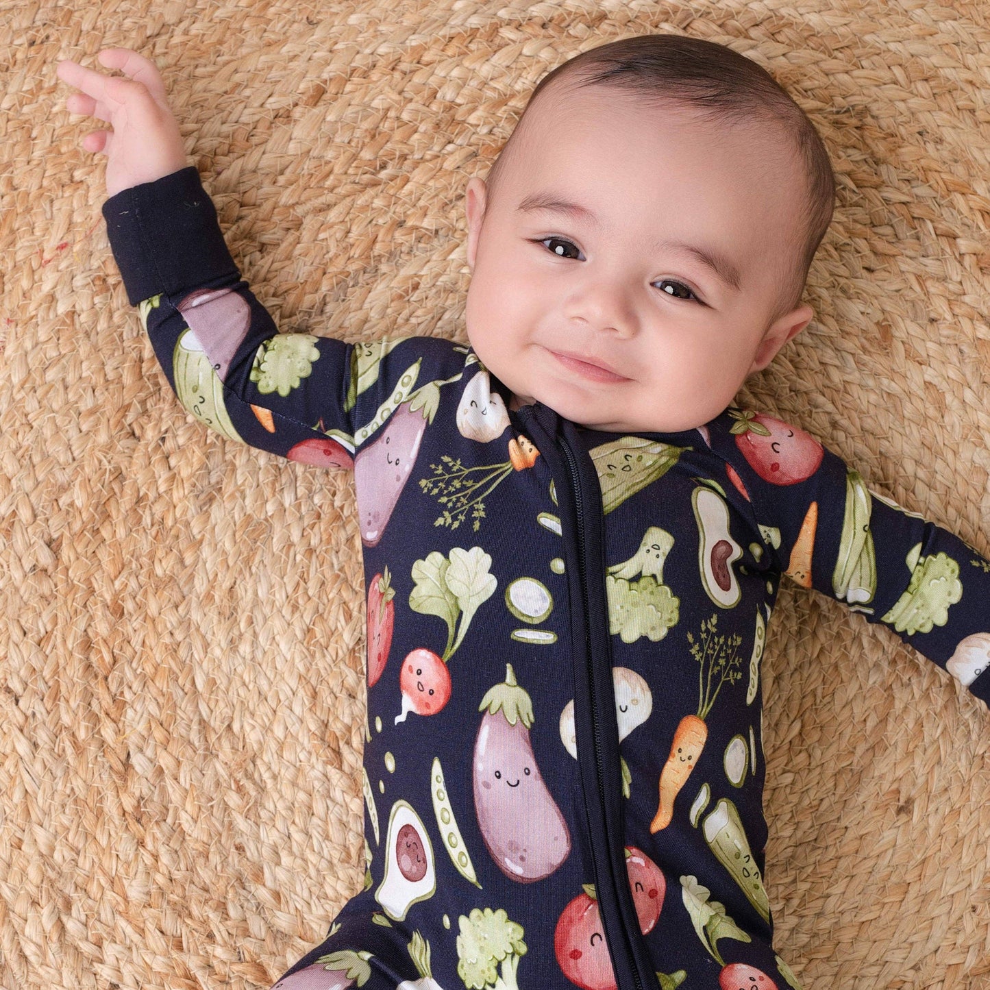 I Love You Veggie Much Baby Bamboo Zipper Romper Pajamas
