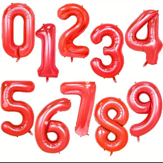 Birthday Number Balloon | Fire Engine Red