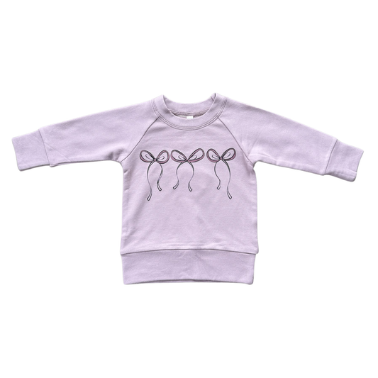 Girl's Lilac Bow Raglan Sweatshirt
