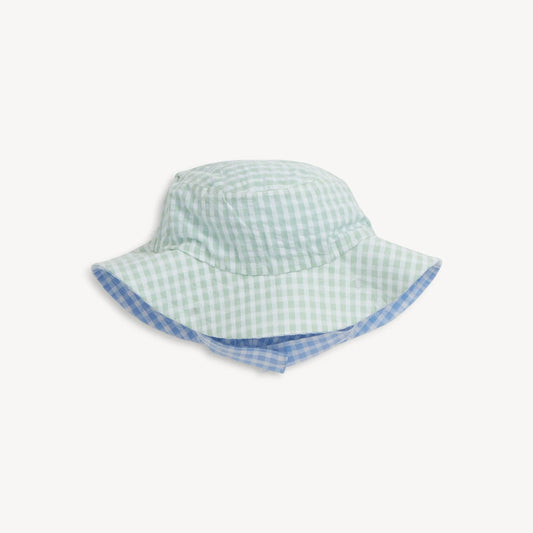 Magnetic Me | Magnetic Reversible Bucket Hat - Colorblock Cloud Blue Gingham