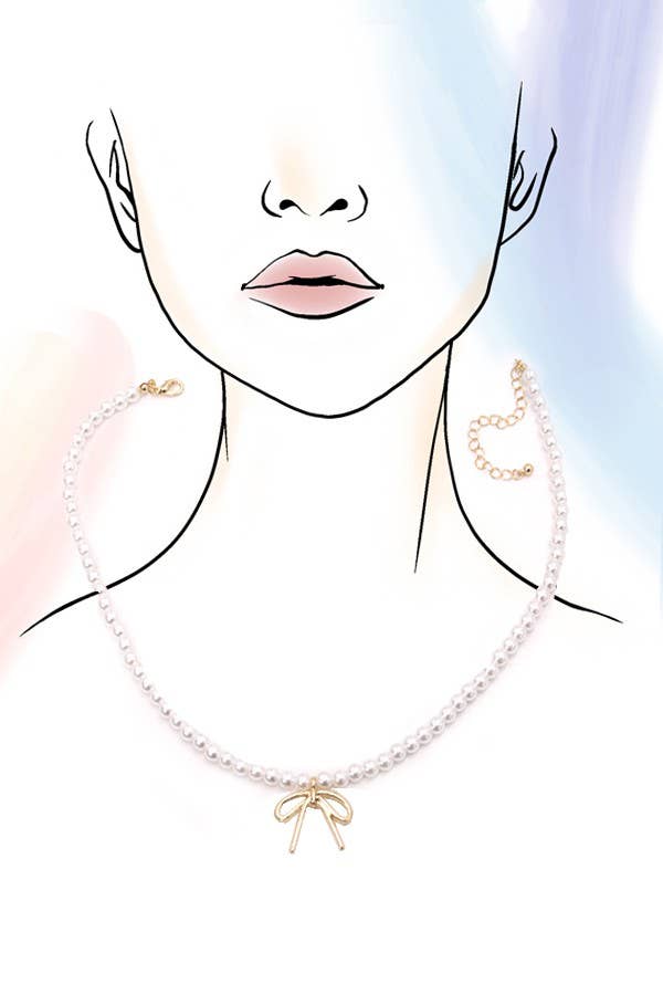 Pearl and Bow Necklace
