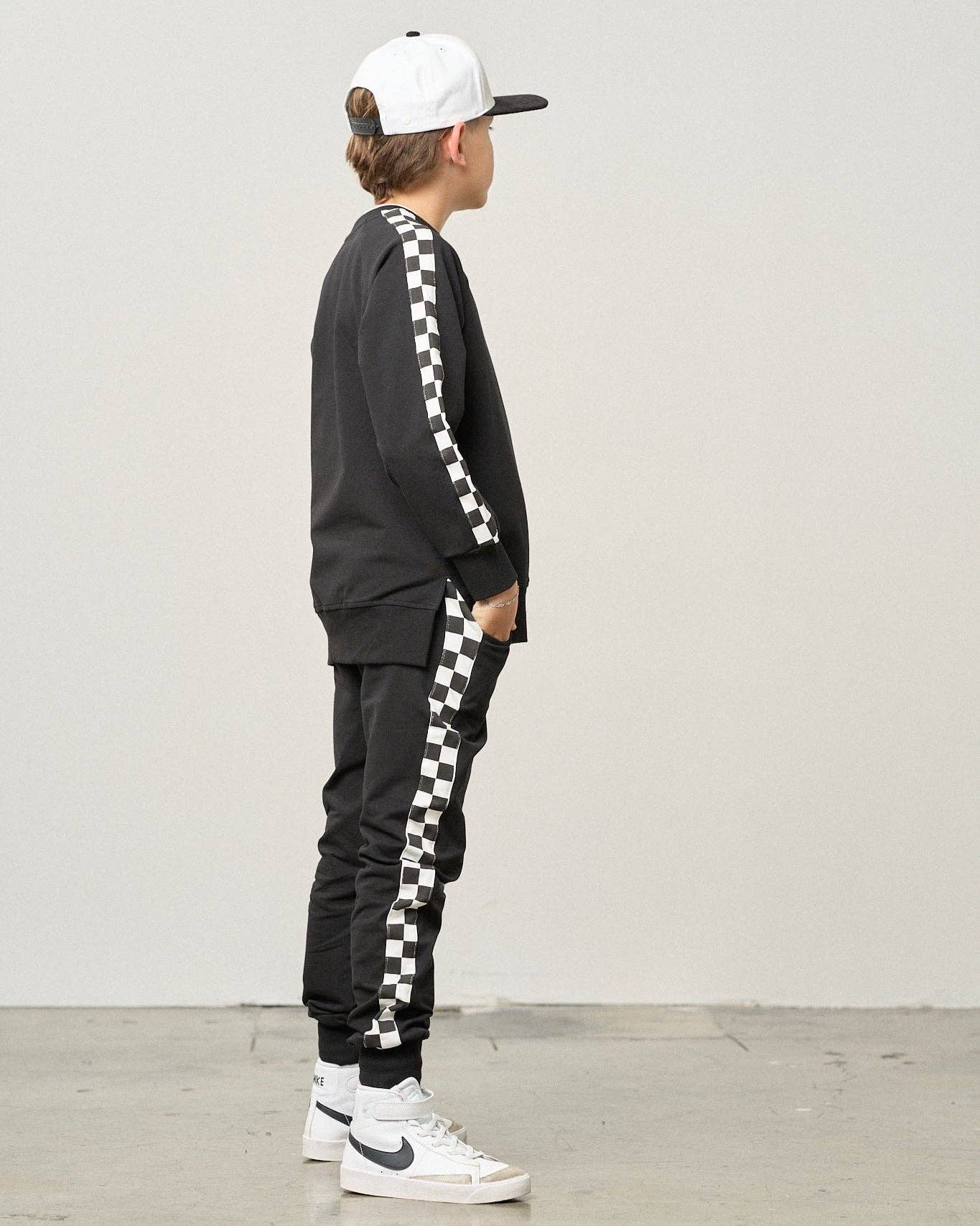 Side Checkered Joggers and Pullover Set