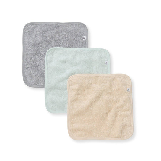 Organic Cotton Woven Terry Solid Washcloths 3 Pack - Quarry
