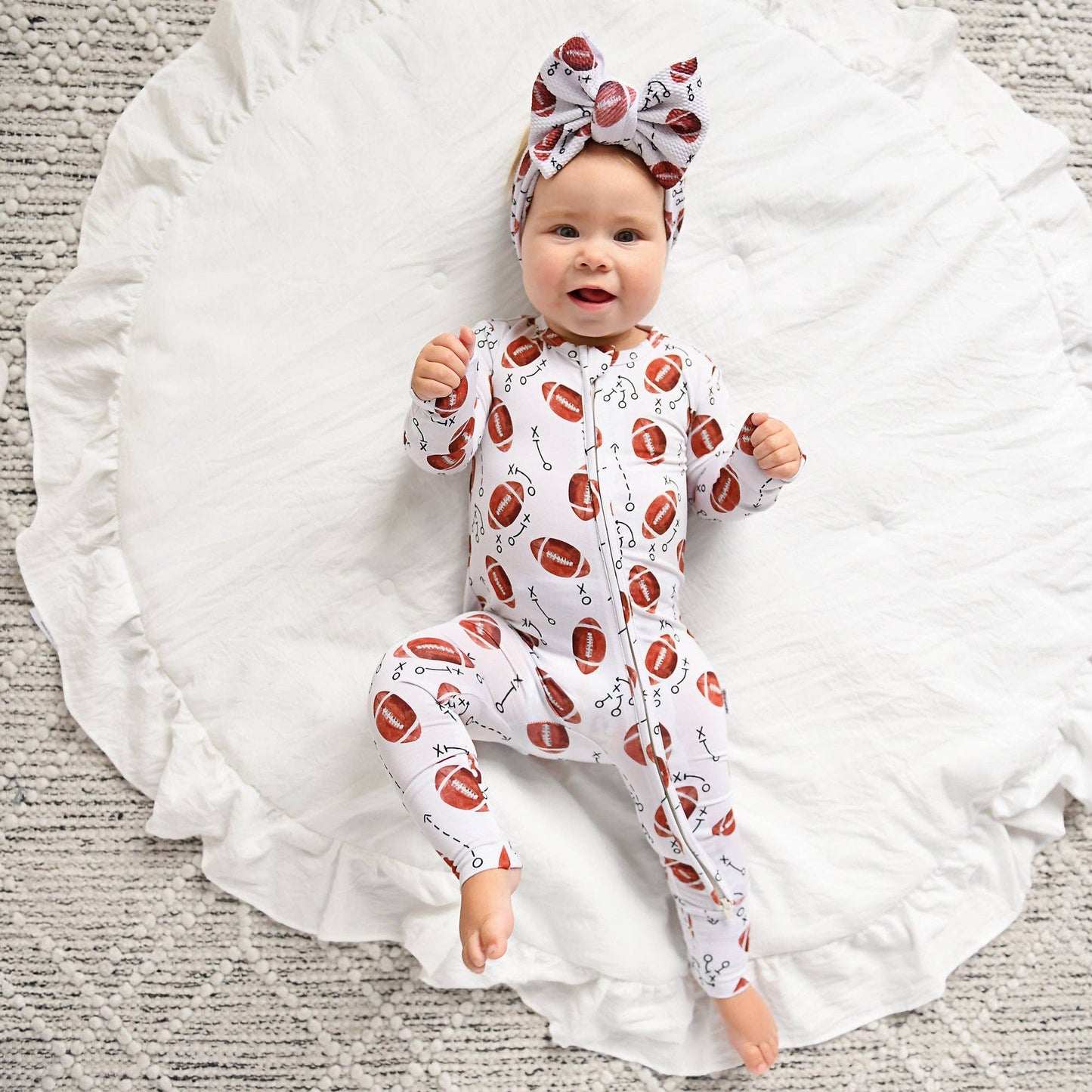 Brady Football Zip Romper