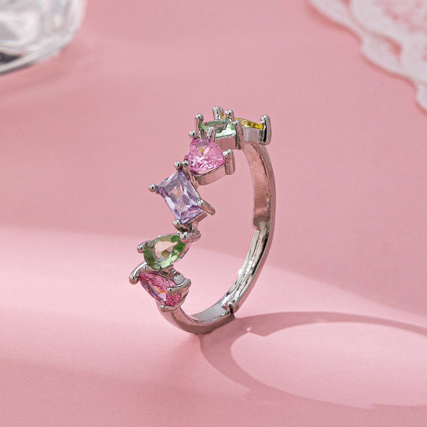 Adjustable Rainbow Gem Eternity Ring