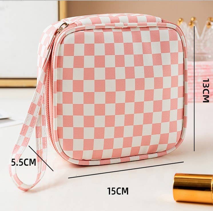 Checkered Gingham Cosmetic Pouch