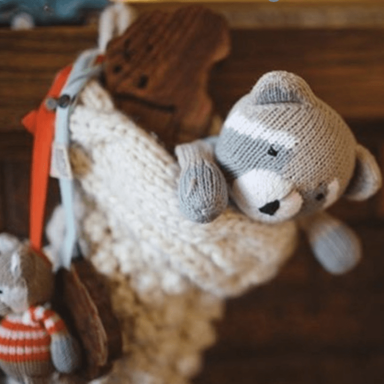 Organic cotton rattle buddy | ramsay the raccoon