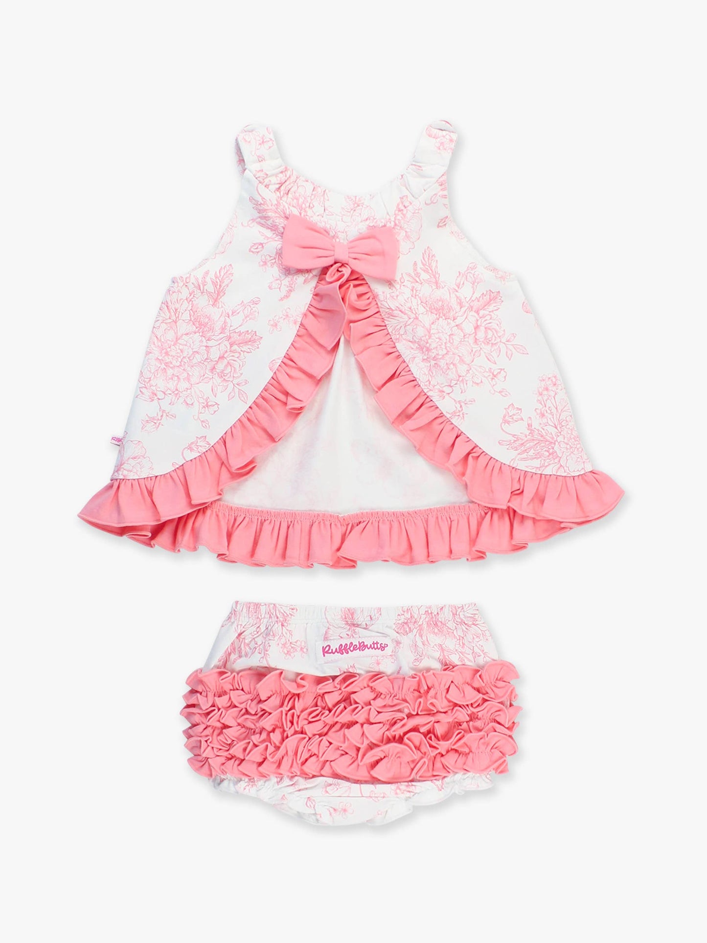 Bubblegum Pink Butterfly Garden Toile Knit Swing Top and Bloomer Set