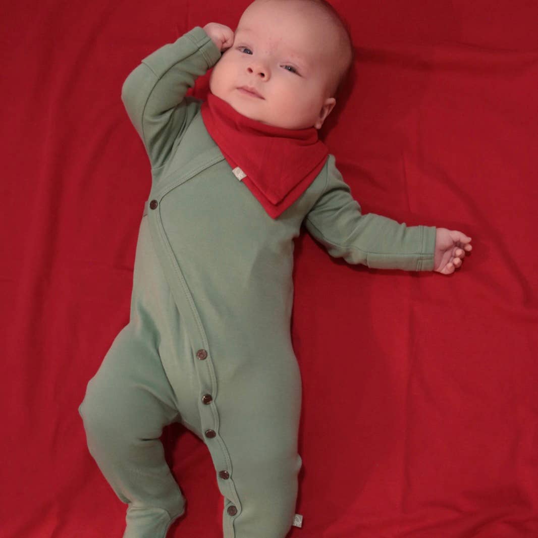 Baby organic cotton footie | Basil Green