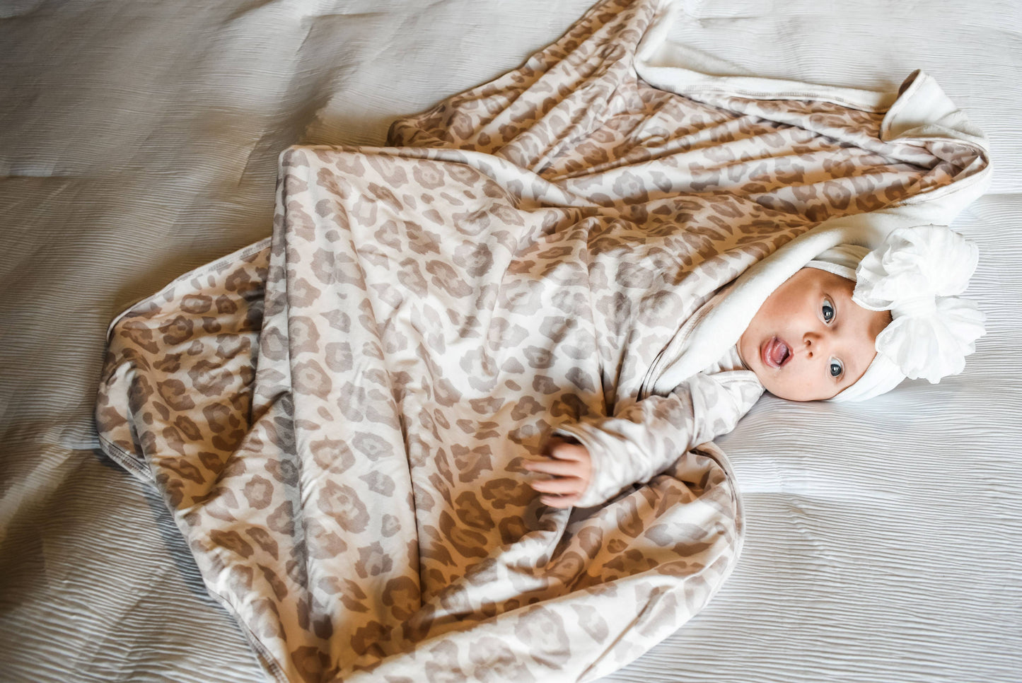 Rockin Royalty - Natural Leopard | Plush Swaddle Blanket