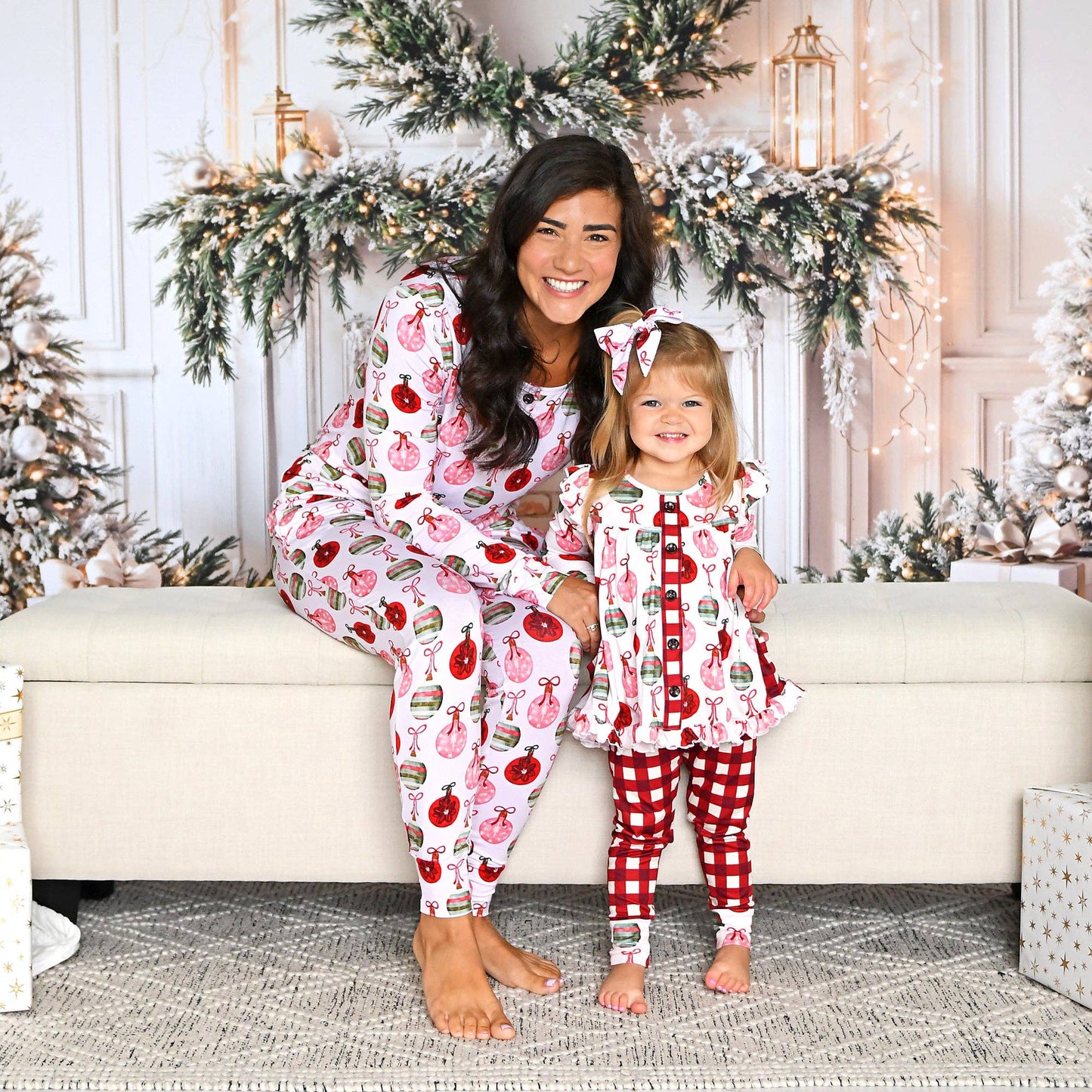Kit Ornaments and Plaid Peplum Set