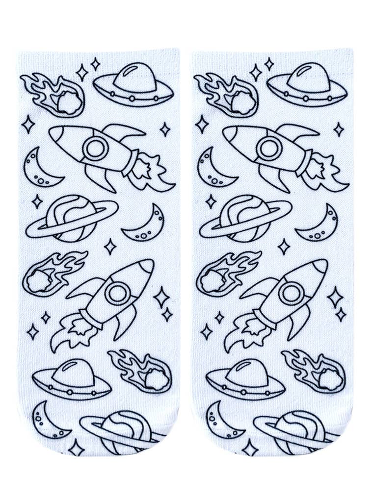 Ankle Socks - DIY Coloring Kit - Blast Off Outer Space