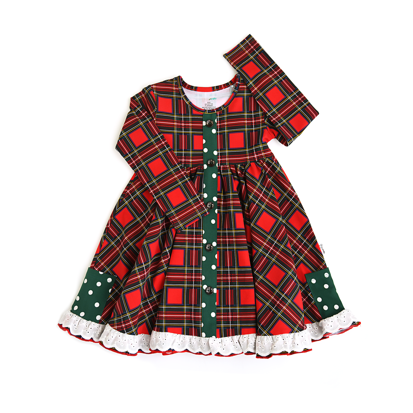Holly Jolly Plaid and Polka Dot Dress