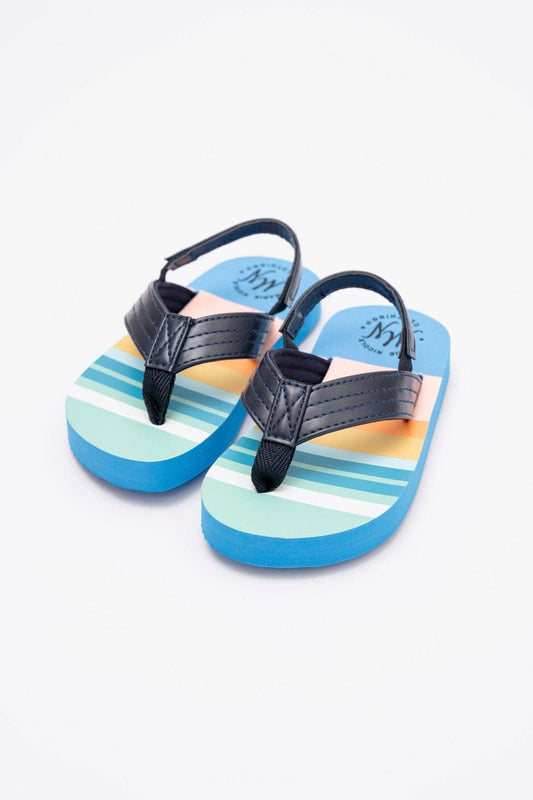 Blue Striped Flip Flops with Backstrap