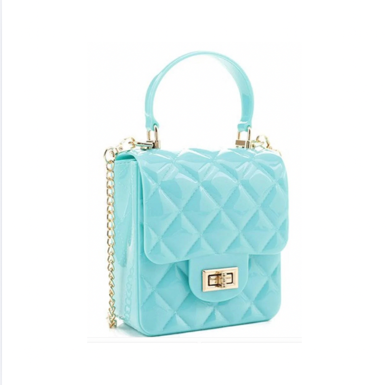 Mini Quilted Jelly Purse with Gold Crossbody Chain