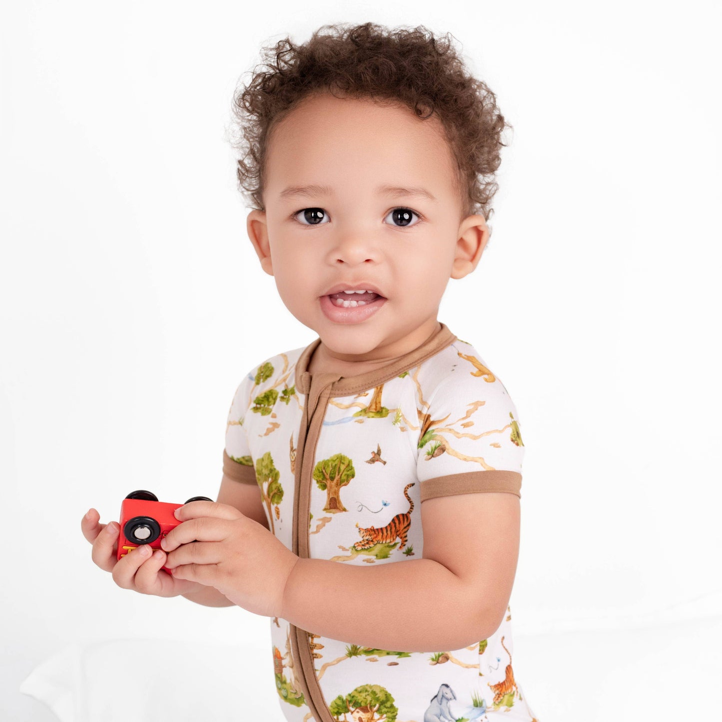 Oh Bother, It's Bedtime Short Sleeve Baby Bamboo Zipper Romper Pajamas