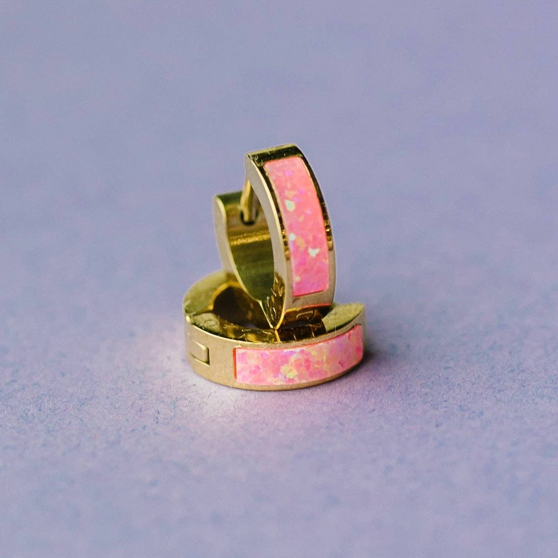 Pierced Co - Neon Pink Opal Huggies