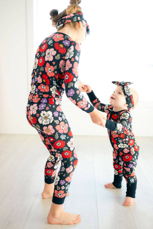 Midnight Meadow Long Sleeve Kids Bamboo Pajamas Set