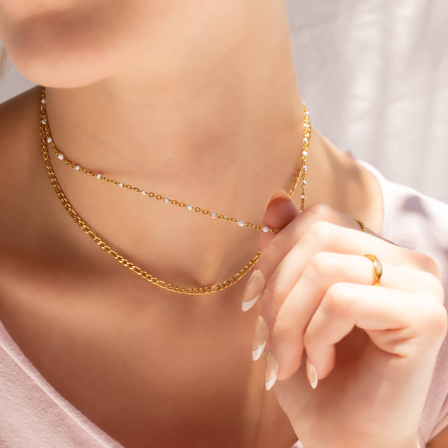 White Confetti Chain Necklace