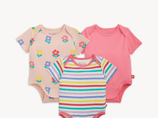 Magnetic Me | Magnetic 3-Pack Bodysuit - Pink Flower Combo