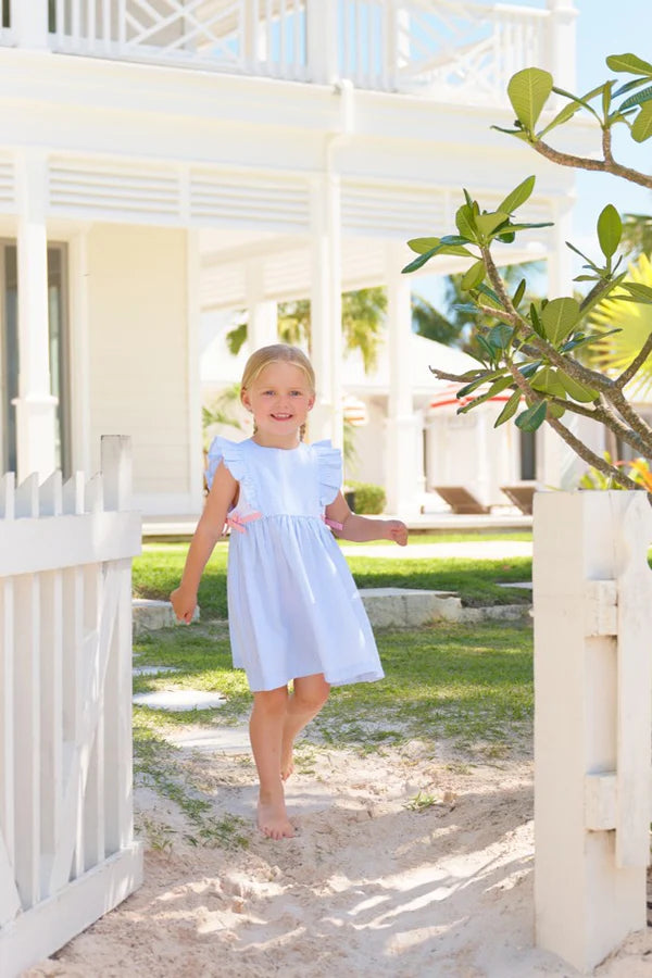 TBBC | Pammy's Pinafore Dress - Breakers Blue Seersucker with Sandpearl Pink