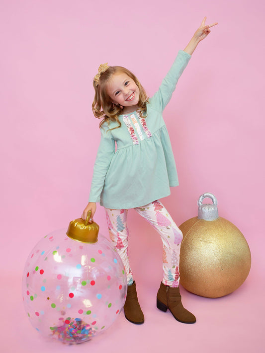 Christmas Tree Dreams Pastel Leggings Set