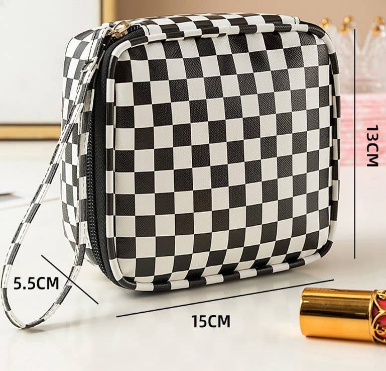 Checkered Gingham Cosmetic Pouch