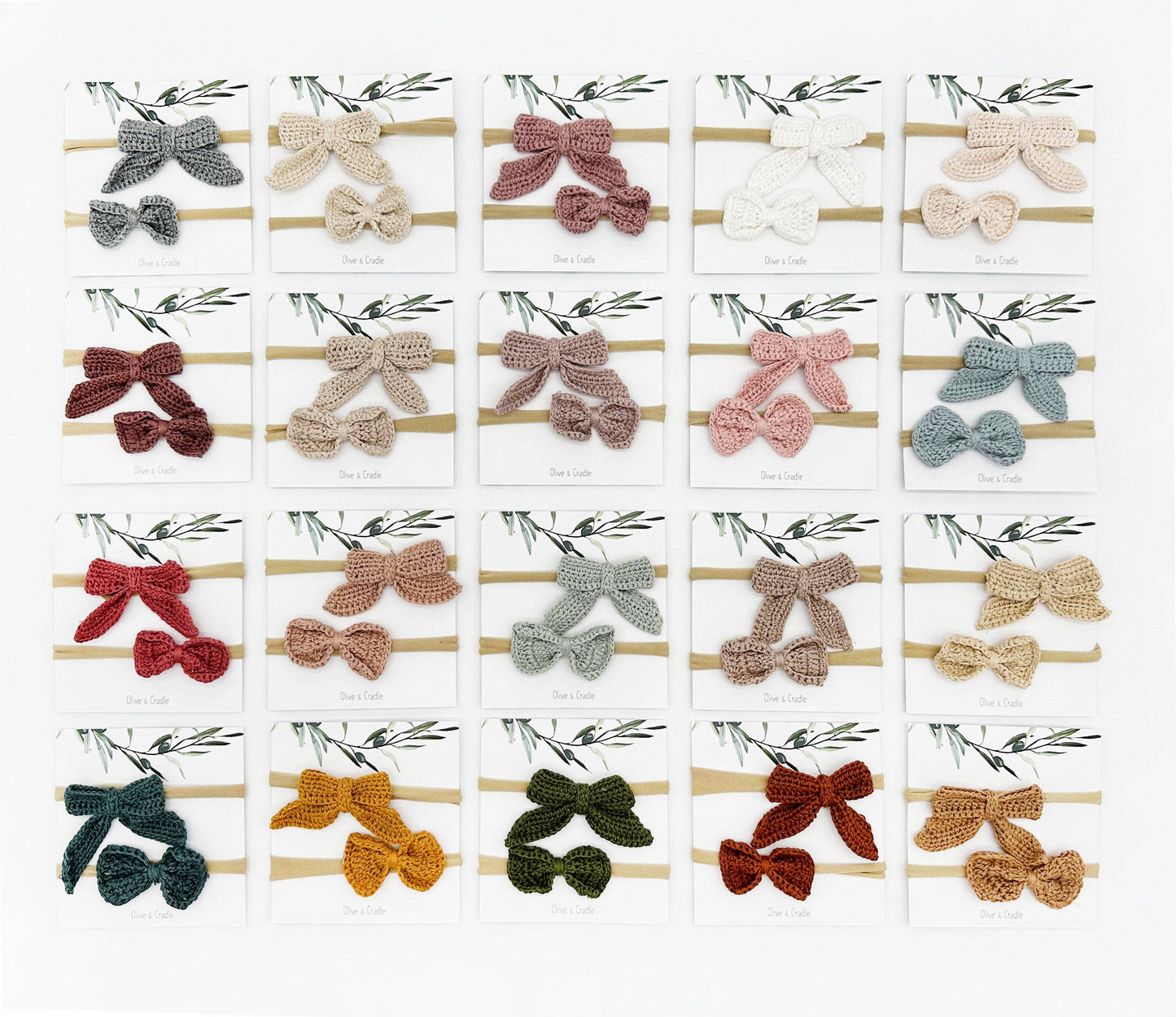 Crochet Bow Headband 2-Piece Set