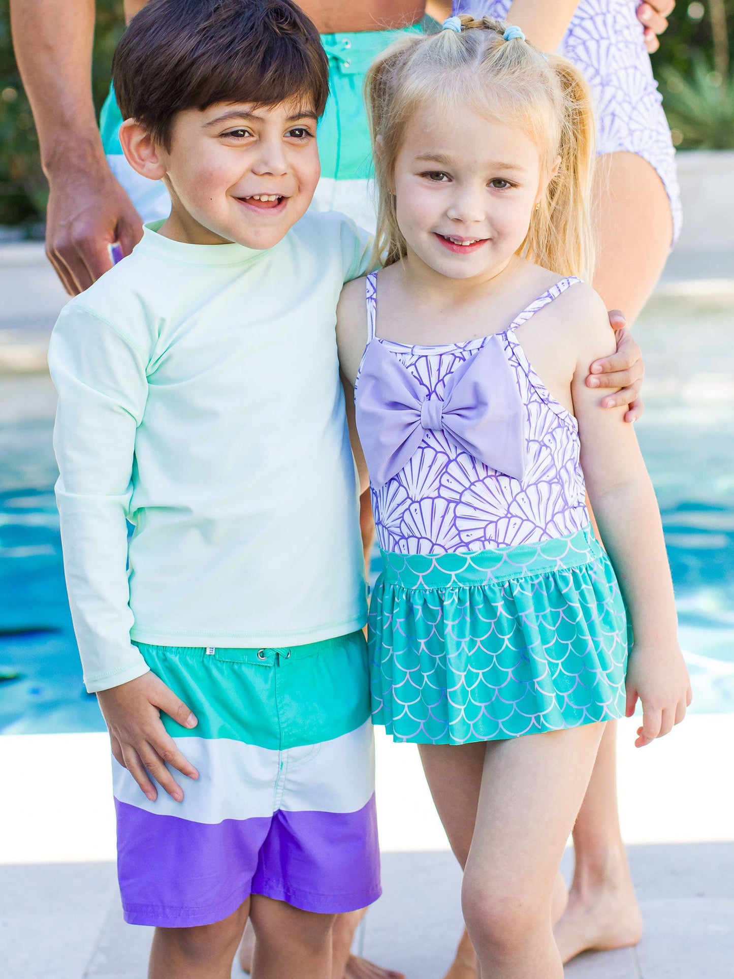 Magical Mermaid Shimmery Princess Big Bow Skirted One Piece