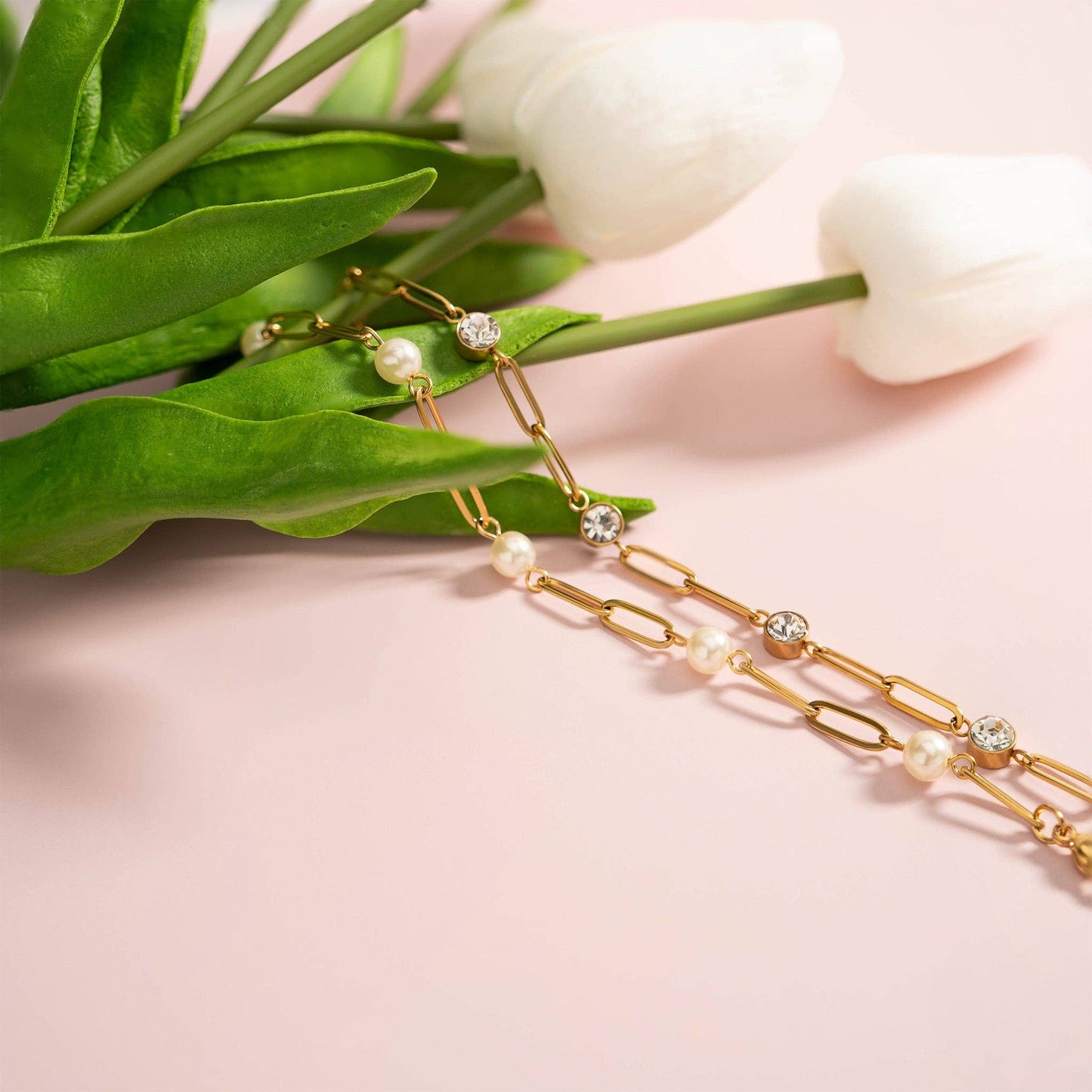 Pearl Paperclip Chain Bracelet