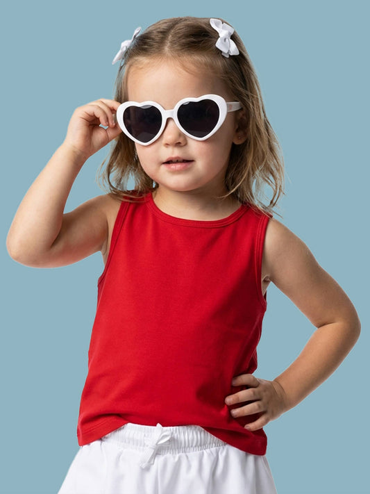 RuffleButts + RuggedButts - Girls White Heart Shaped Sunglasses