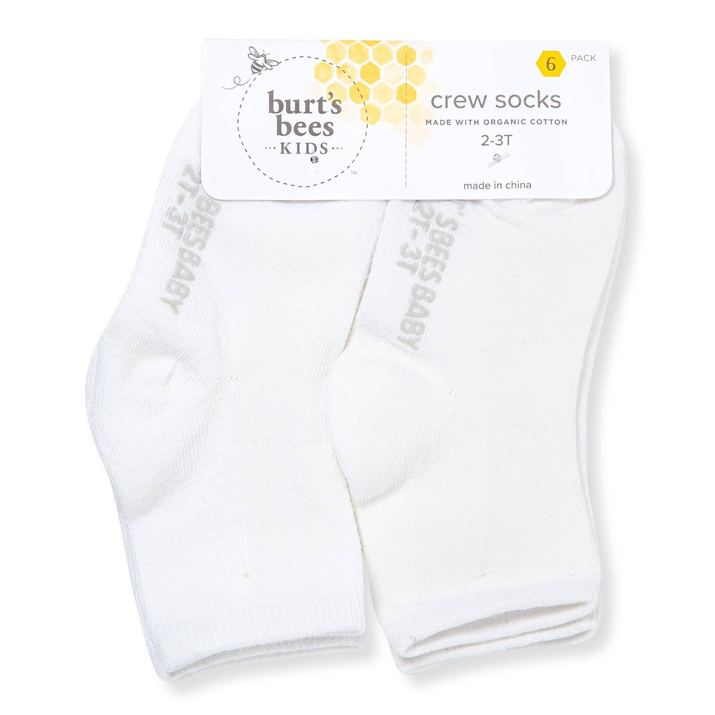 Burt's Bees Baby - Solid Organic Cotton Baby Crew Socks 6 Pack White