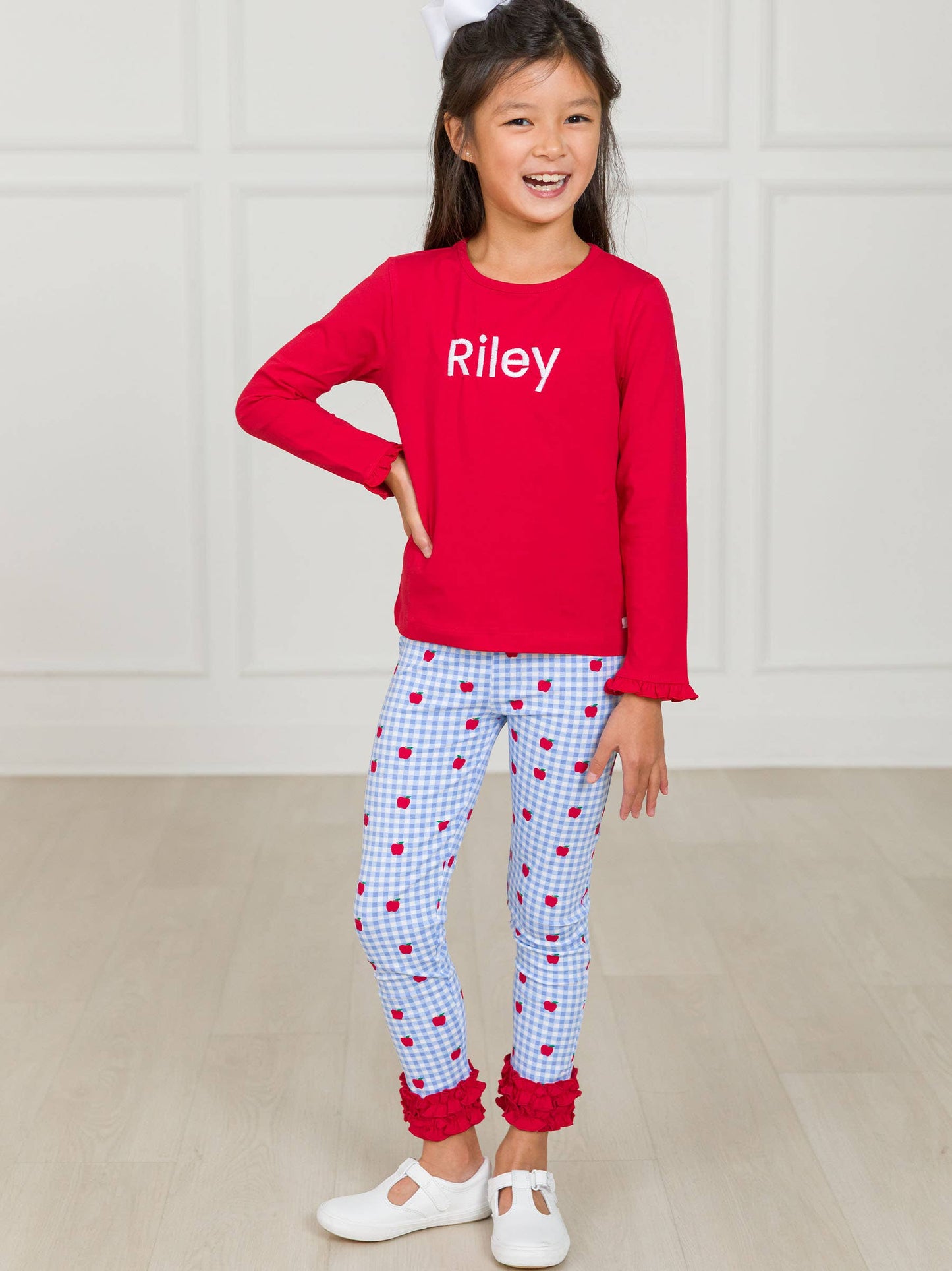 RuffleButts + RuggedButts - Girls Apple Orchard Gingham Classic Ruffle Leggings