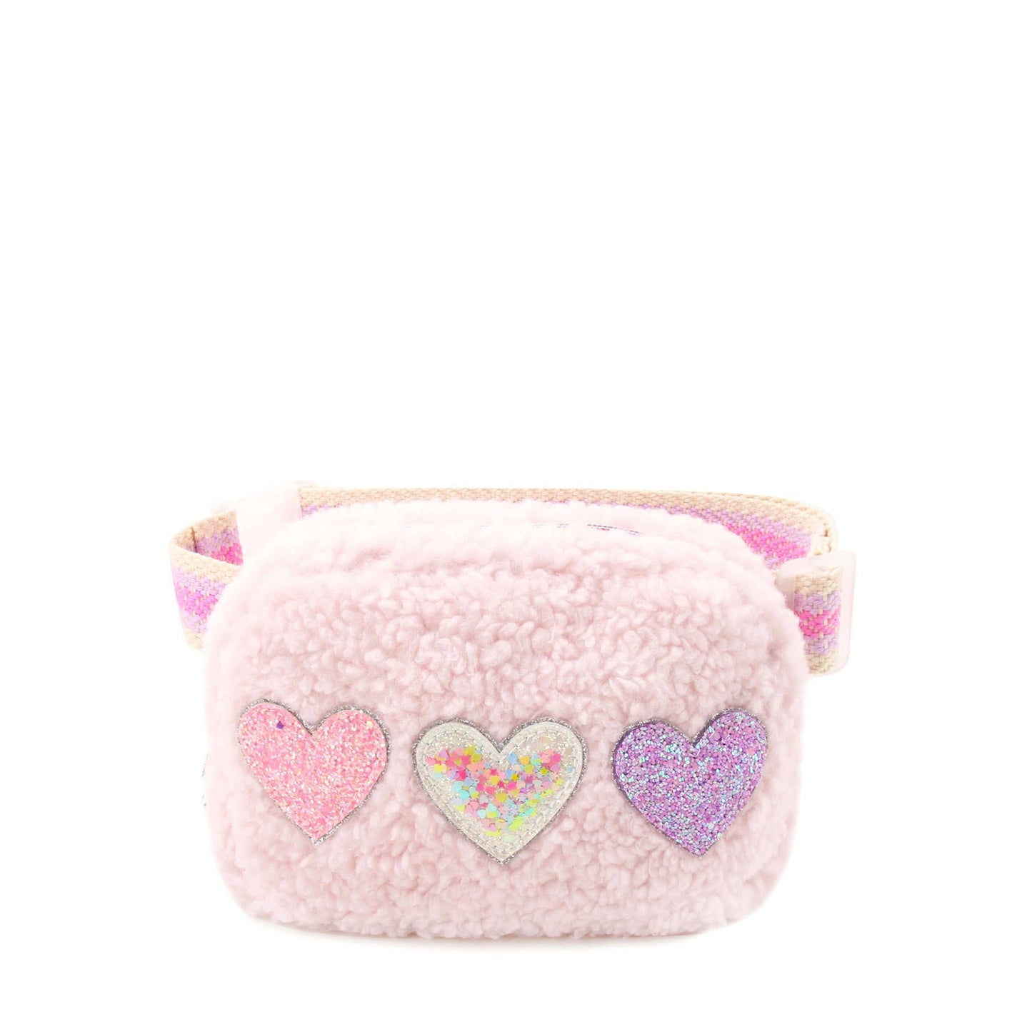 OMG Accessories - Confetti Heart-Patched Sherpa Fanny Pack