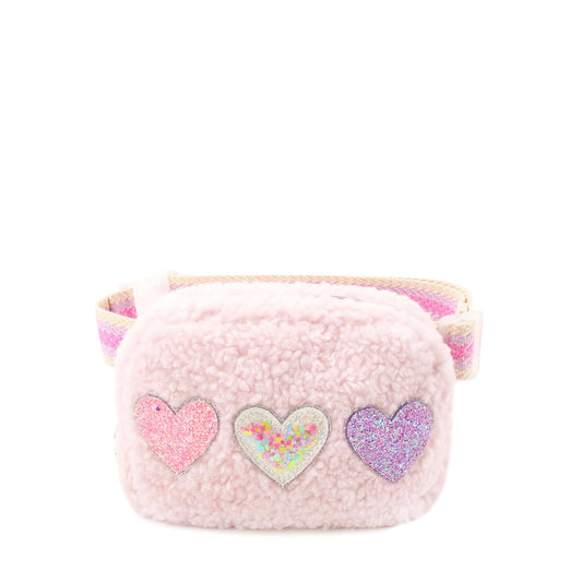 OMG Accessories - Confetti Heart-Patched Sherpa Fanny Pack