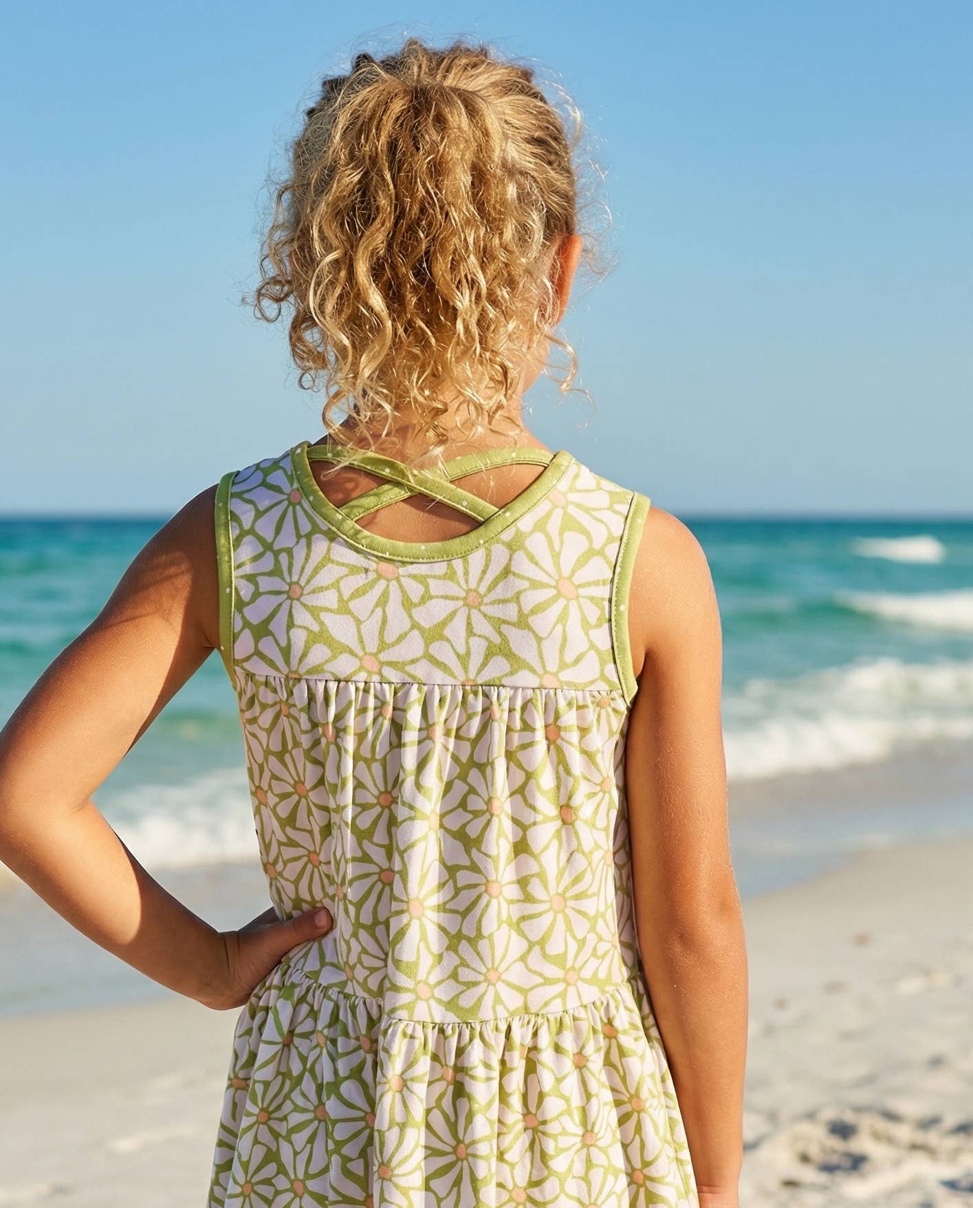 Kids Ruby Lime Green Daisy Summer Short Set