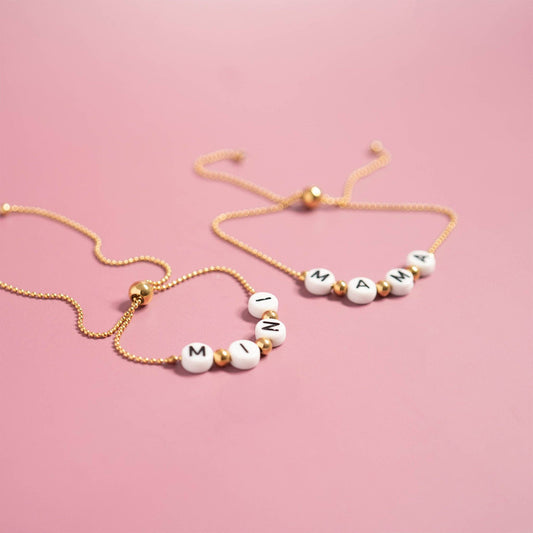 Mama and Mini Matching Beaded Charm Bracelet Set