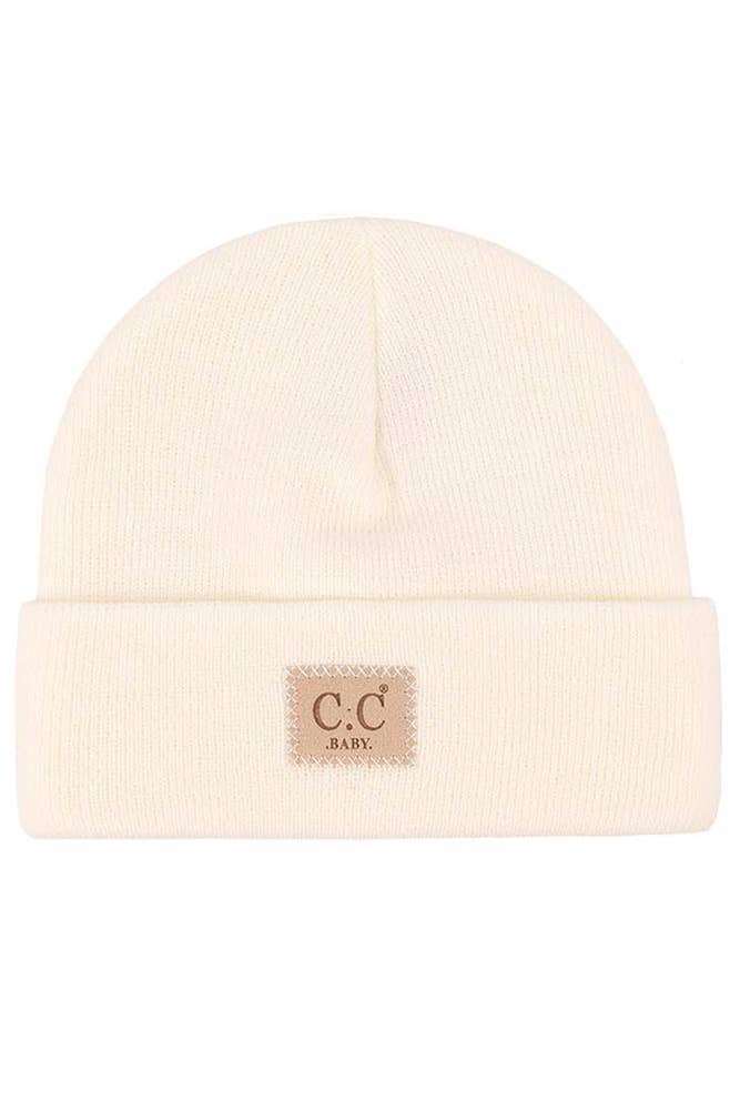 C.C Baby Classic Rib Beanie with C.C Suede Patch