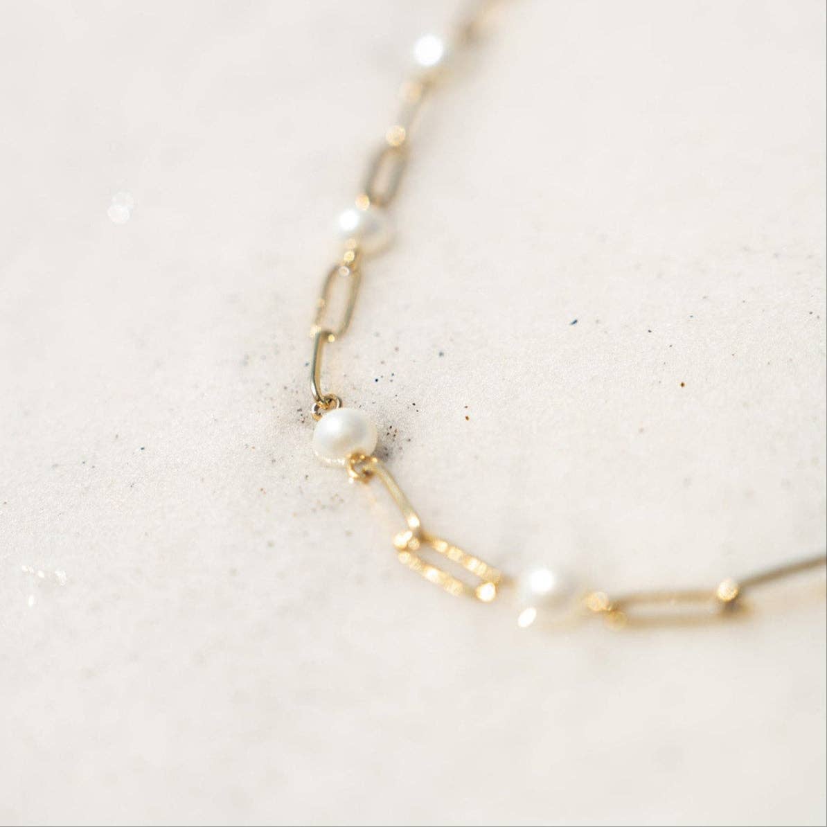 Pearl Paperclip Chain Bracelet