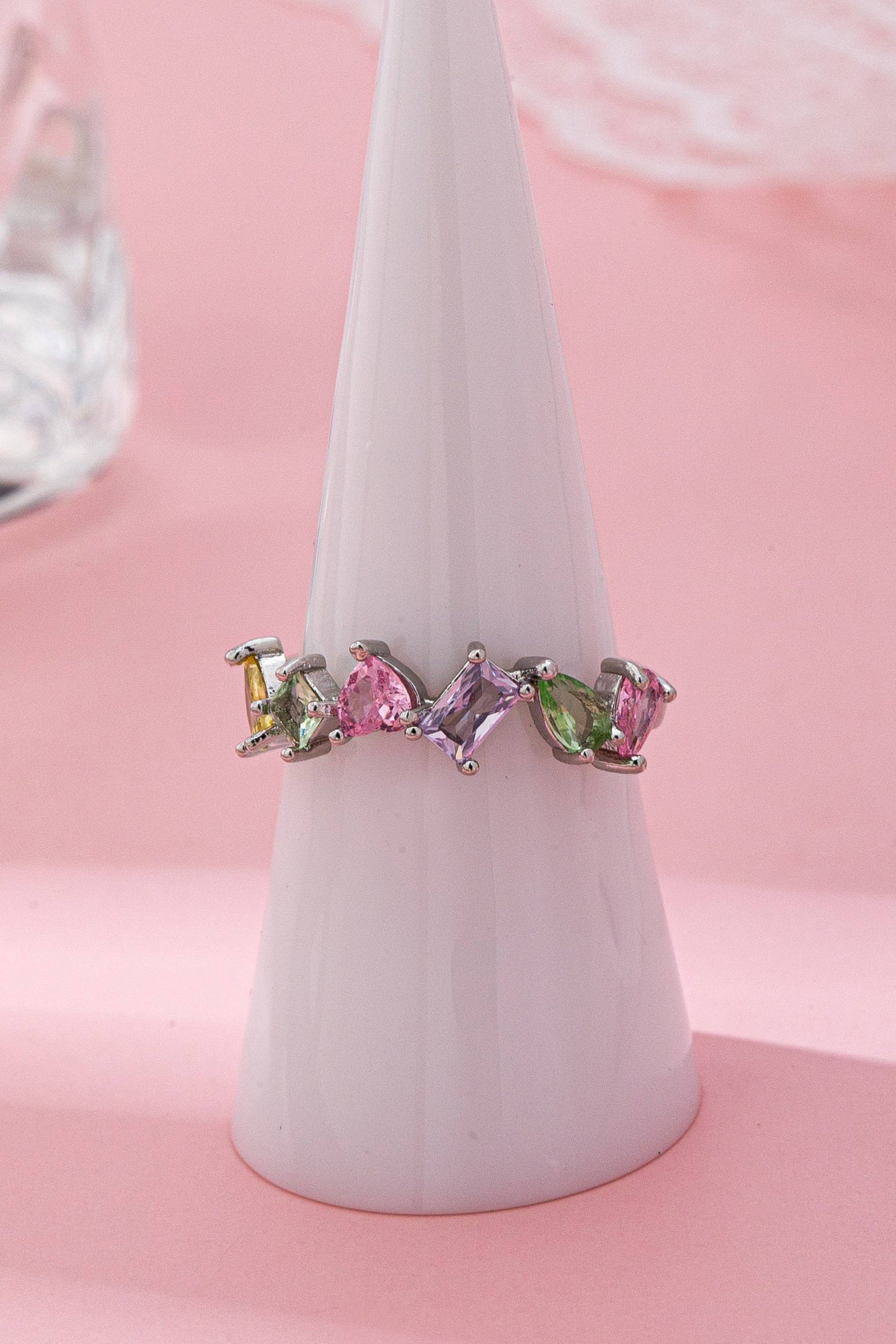 Adjustable Rainbow Gem Eternity Ring