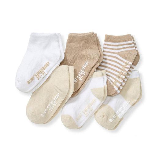 Baby Ankle Socks 6 Pack - Oat | Organic Cotton