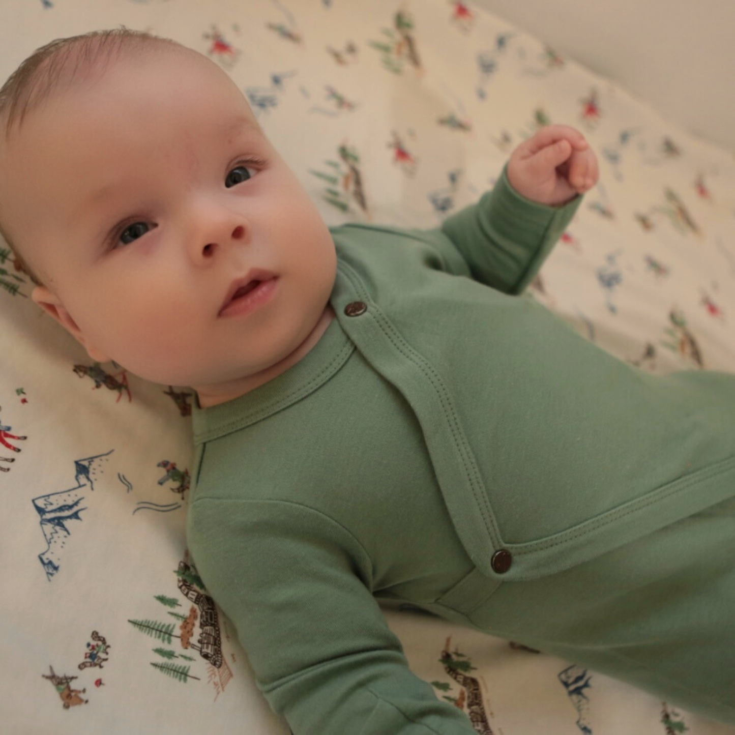 Baby organic cotton footie | Basil Green
