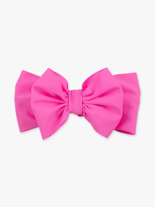 RuffleButts + RuggedButts - Girls Neon Pink Swim + Active Bow Headband