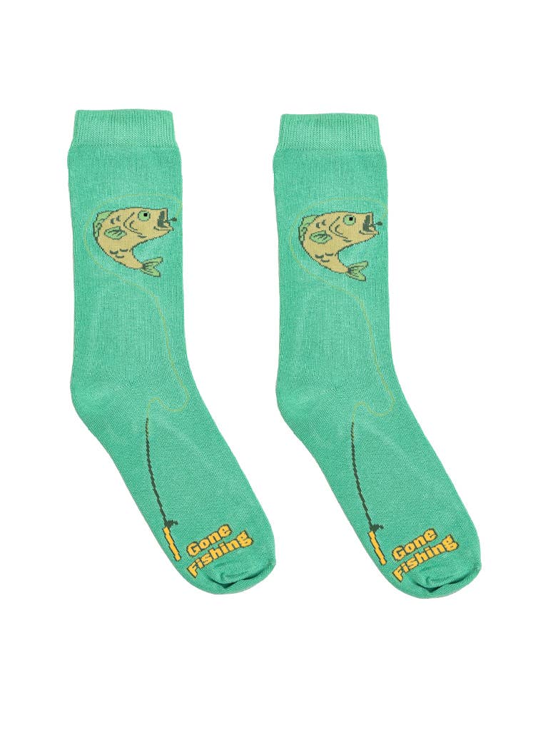 3D Packaged Crew Socks - "Gone Fishing"