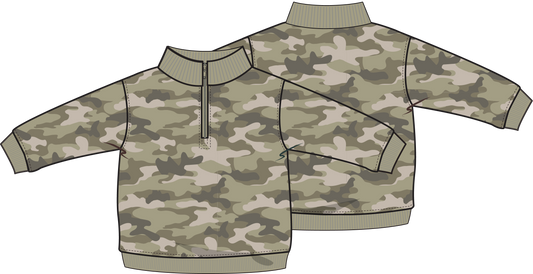 Angel Dear | Camo French Terry - Half Zip Sweatshirt